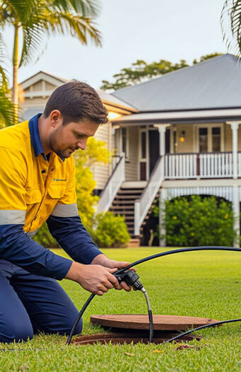 Plumber Inserting Cable Drain
