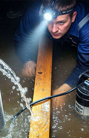 Plumber Pumping Water Underground