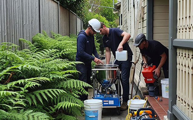 Plumbers Preparing Material